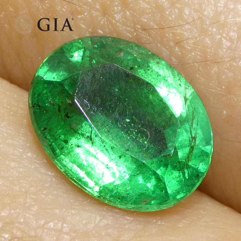 2.2ct Oval Green Emerald GIA Certified Zambia (F1) - Skyjems Wholesale Gemstones