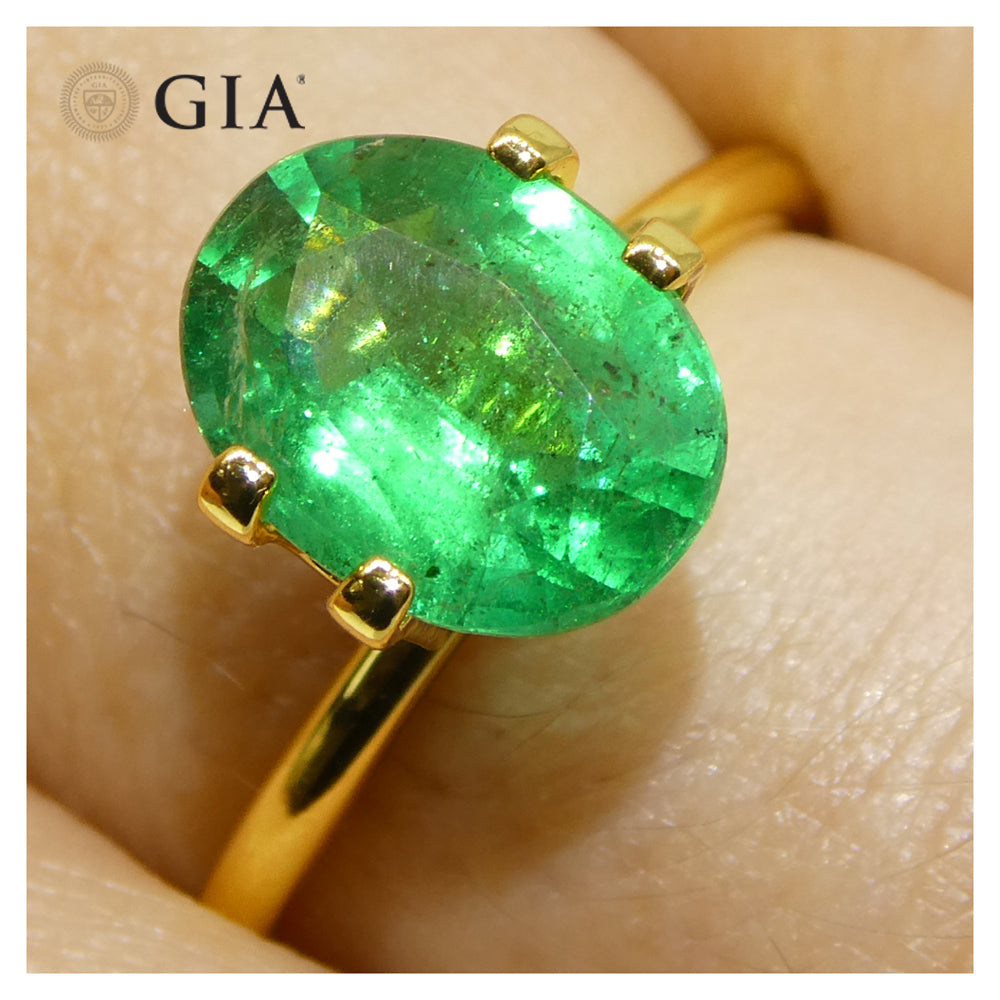 2.2ct Oval Green Emerald GIA Certified Zambia (F1) - Skyjems Wholesale Gemstones