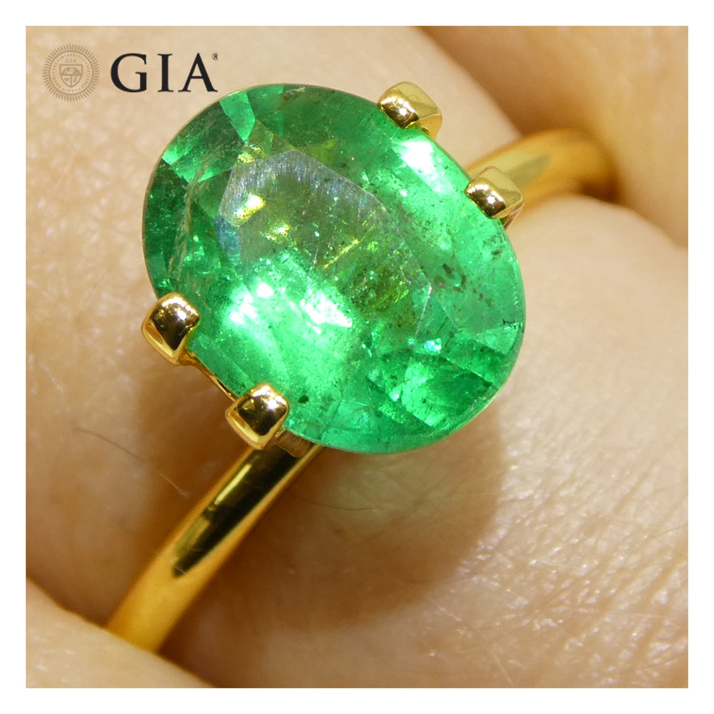 2.2ct Oval Green Emerald GIA Certified Zambia (F1) - Skyjems Wholesale Gemstones
