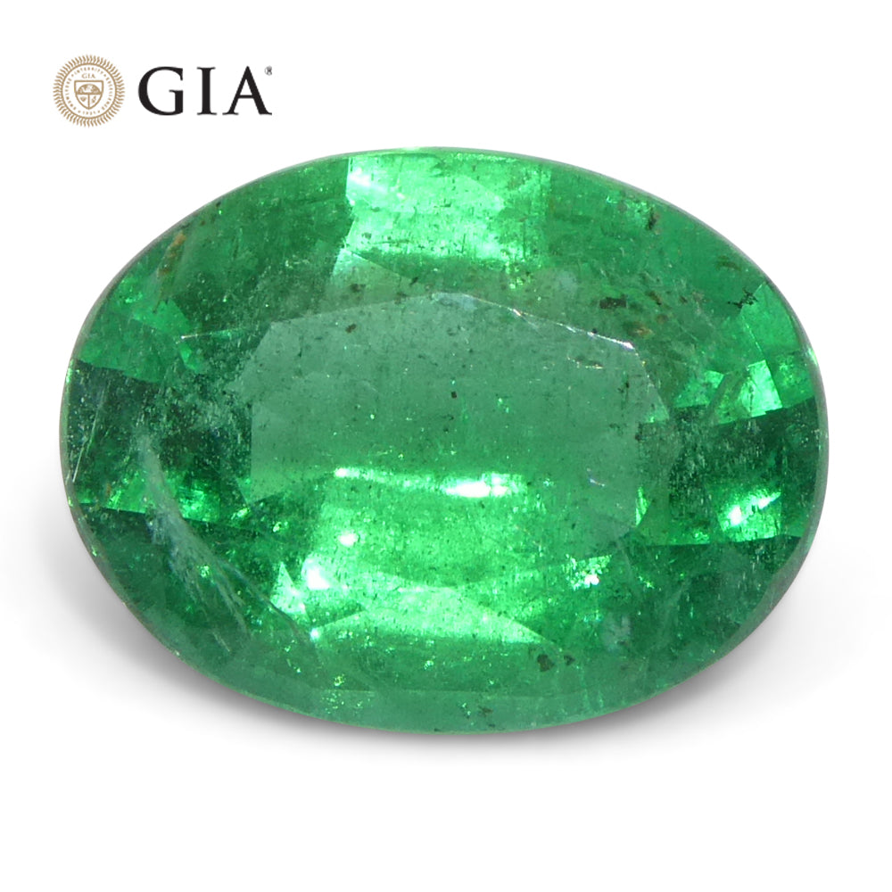 2.2ct Oval Green Emerald GIA Certified Zambia (F1) - Skyjems Wholesale Gemstones