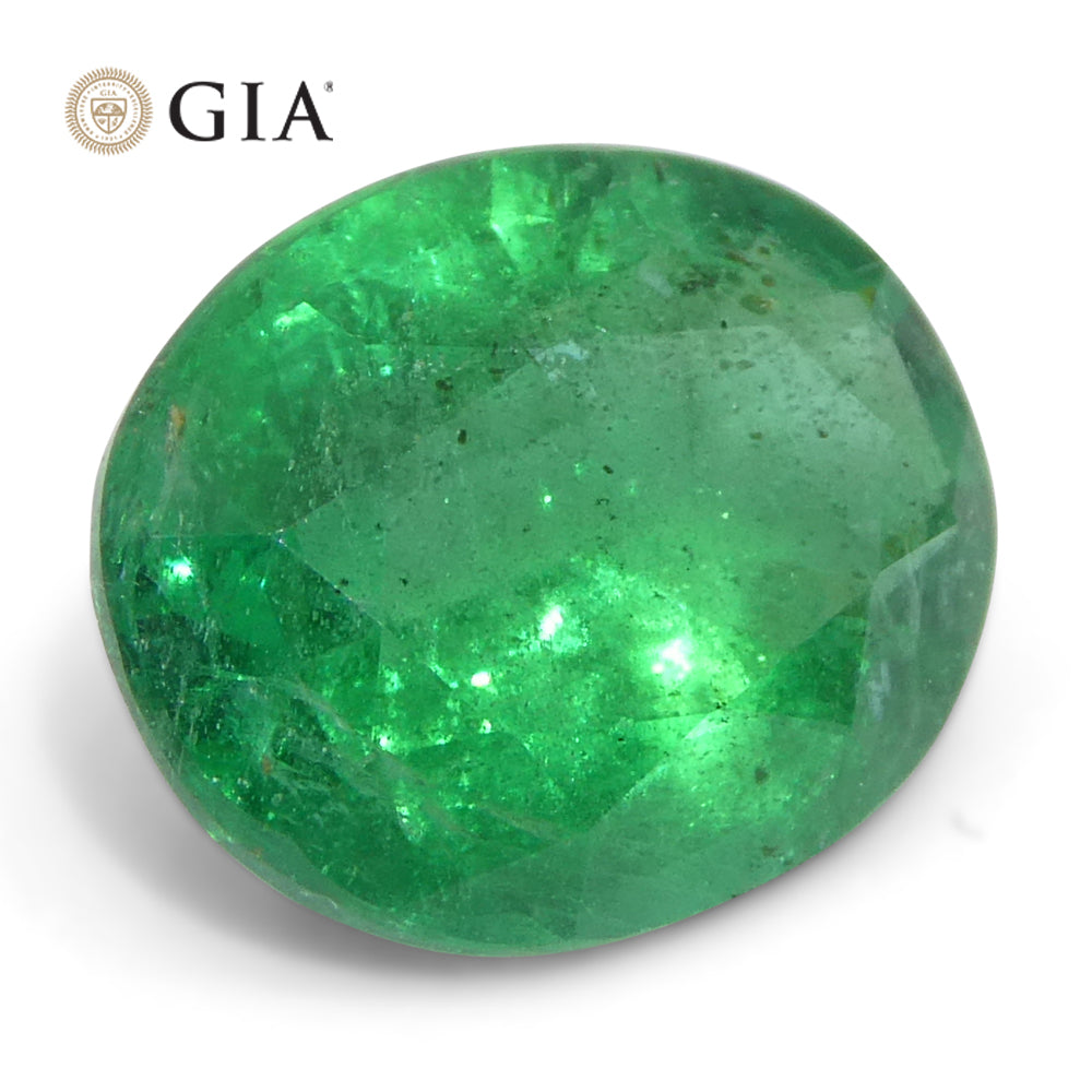2.2ct Oval Green Emerald GIA Certified Zambia (F1) - Skyjems Wholesale Gemstones