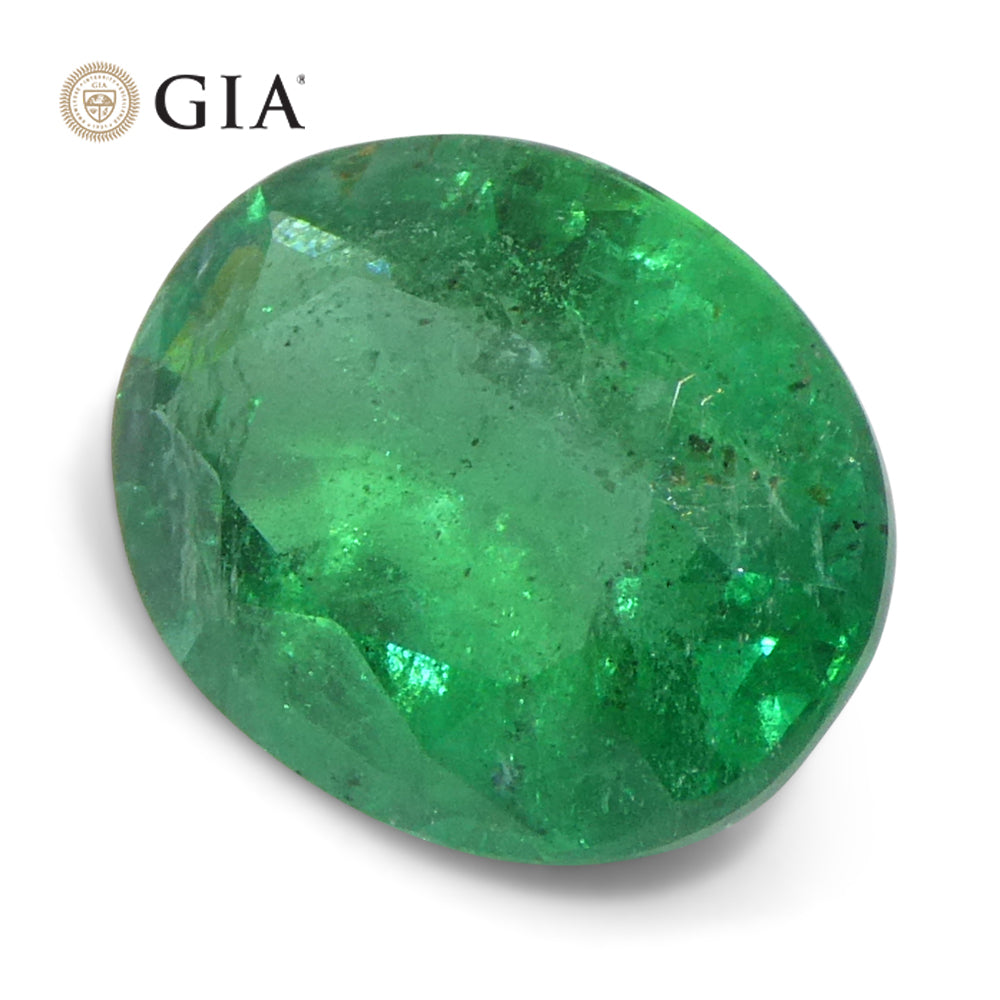 2.2ct Oval Green Emerald GIA Certified Zambia (F1) - Skyjems Wholesale Gemstones