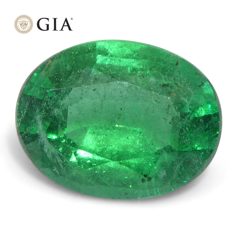 2.2ct Oval Green Emerald GIA Certified Zambia (F1) - Skyjems Wholesale Gemstones