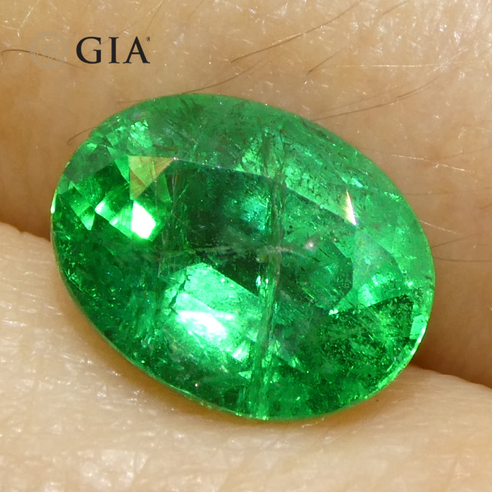 SkyJems 2ct Oval Green Zambian Emerald, GIA Certified Natural Beryl Gemstone for Fine Jewelry
