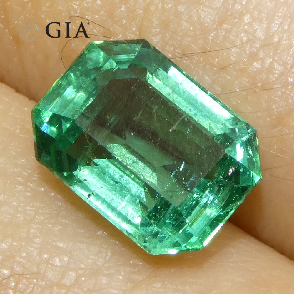 3ct Octagonal/Emerald Cut Green Emerald GIA Certified Zambia (F1) - Skyjems Wholesale Gemstones