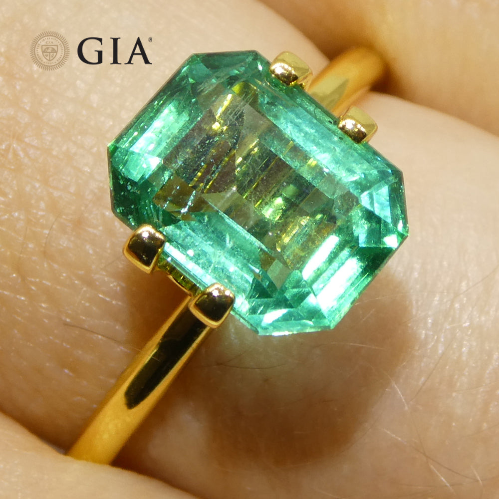 3ct Octagonal/Emerald Cut Green Emerald GIA Certified Zambia (F1) - Skyjems Wholesale Gemstones