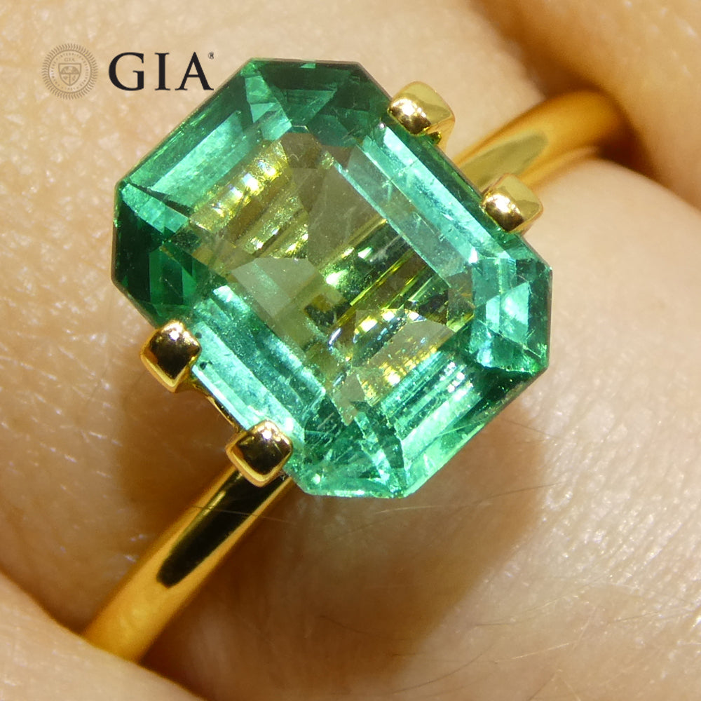 3ct Octagonal/Emerald Cut Green Emerald GIA Certified Zambia (F1) - Skyjems Wholesale Gemstones