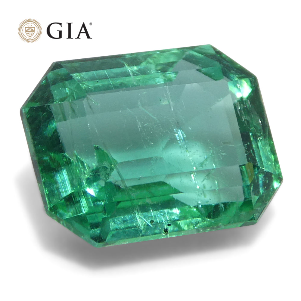 3ct Octagonal/Emerald Cut Green Emerald GIA Certified Zambia (F1) - Skyjems Wholesale Gemstones