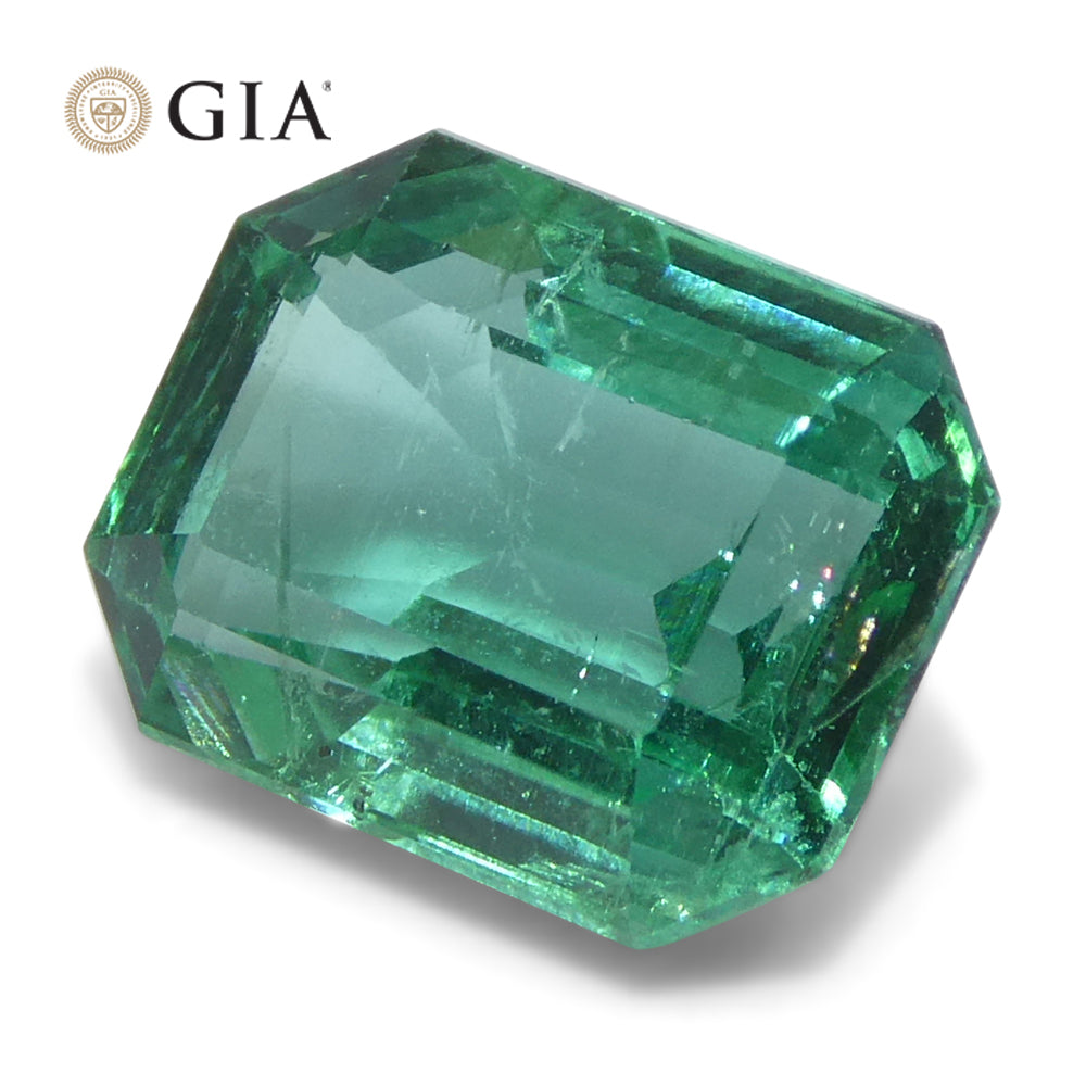 3ct Octagonal/Emerald Cut Green Emerald GIA Certified Zambia (F1) - Skyjems Wholesale Gemstones