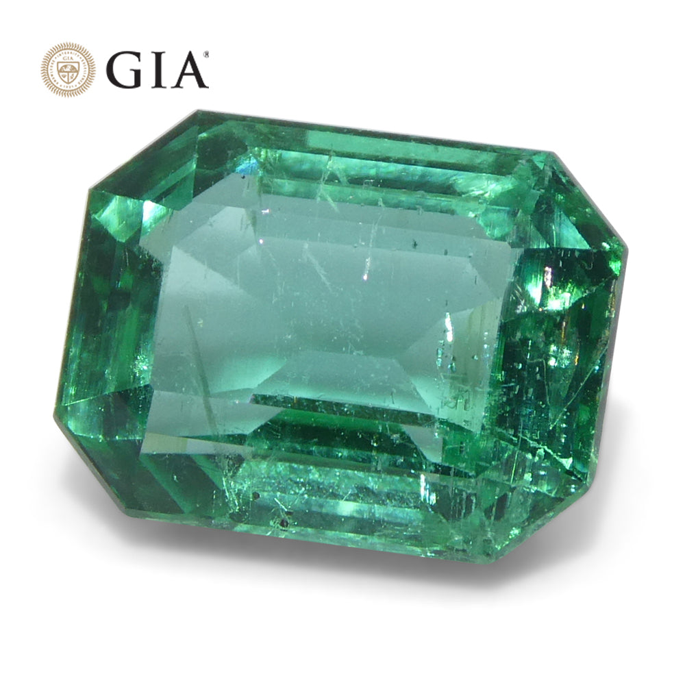 3ct Octagonal/Emerald Cut Green Emerald GIA Certified Zambia (F1) - Skyjems Wholesale Gemstones
