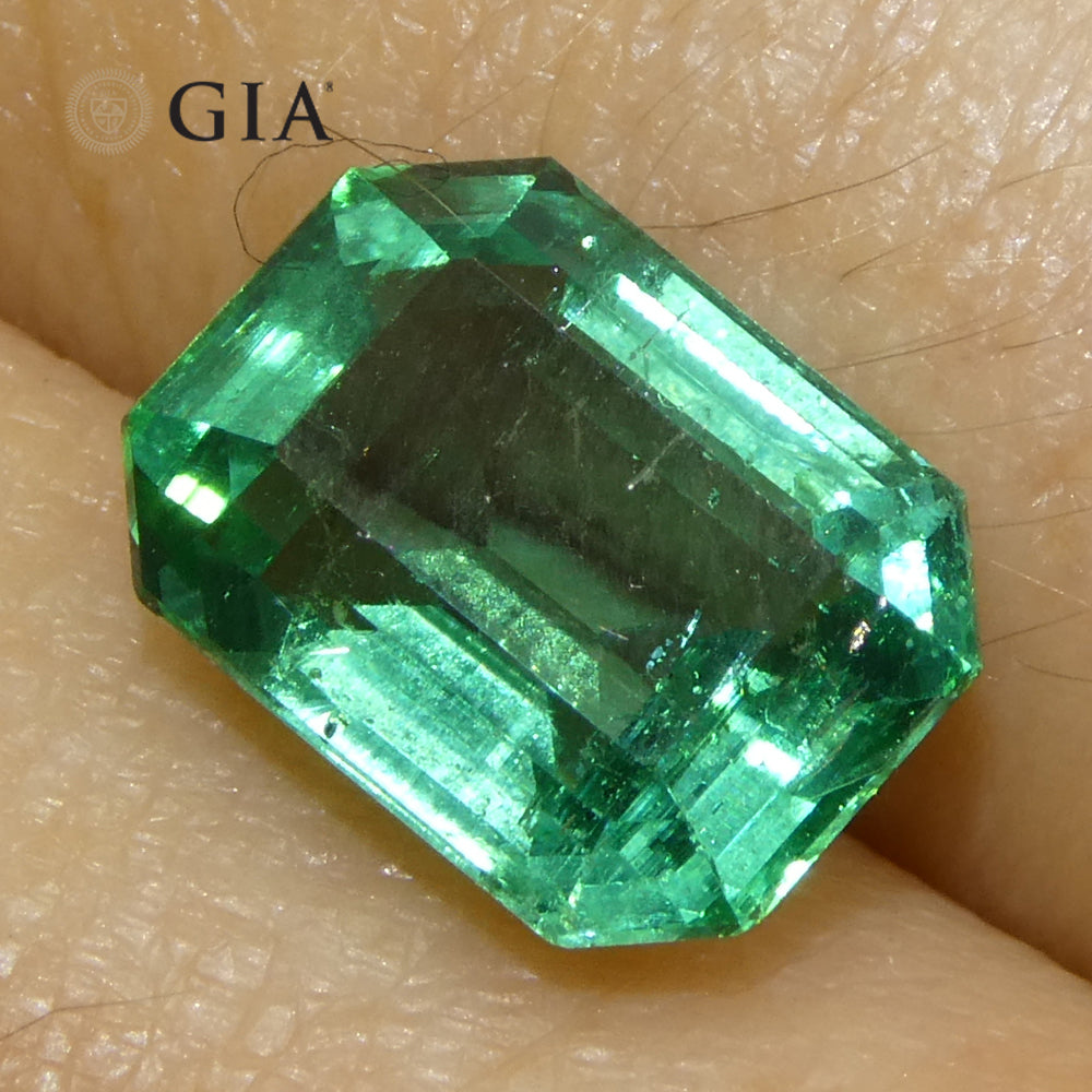 3ct Octagonal/Emerald Cut Green Emerald GIA Certified Zambia (F1) - Skyjems Wholesale Gemstones