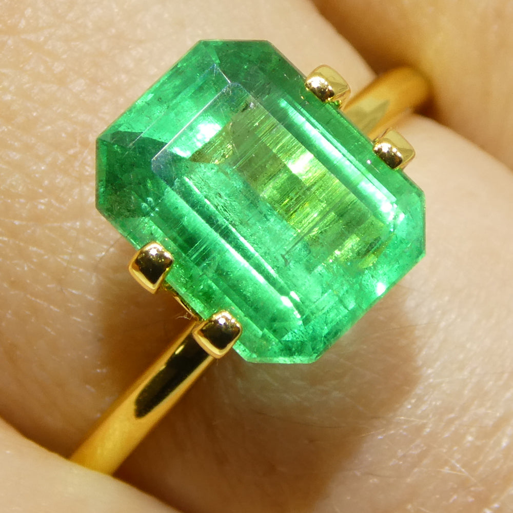 3ct Octagonal/Emerald Cut Green Emerald GIA Certified Zambia Untreated/No Oil - Skyjems Wholesale Gemstones