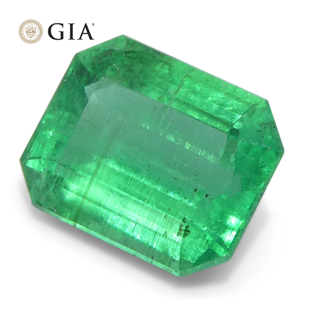 3ct Octagonal/Emerald Cut Green Emerald GIA Certified Zambia Untreated/No Oil - Skyjems Wholesale Gemstones