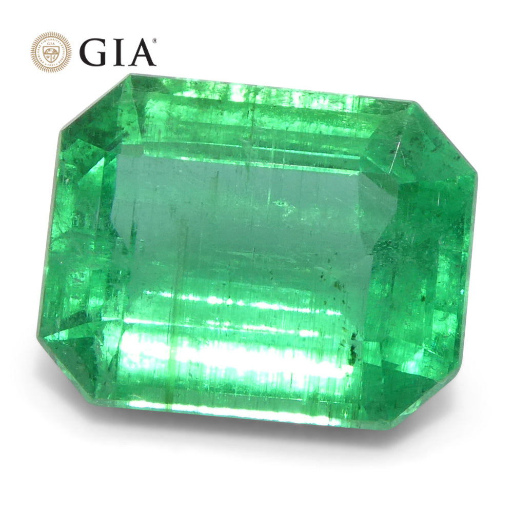 3ct Octagonal/Emerald Cut Green Emerald GIA Certified Zambia Untreated/No Oil - Skyjems Wholesale Gemstones