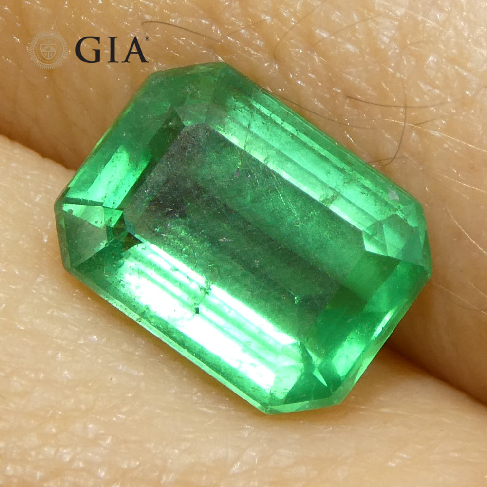 2.11ct Octagonal/Emerald Cut Green Emerald GIA Certified Zambia (F1) - Skyjems Wholesale Gemstones
