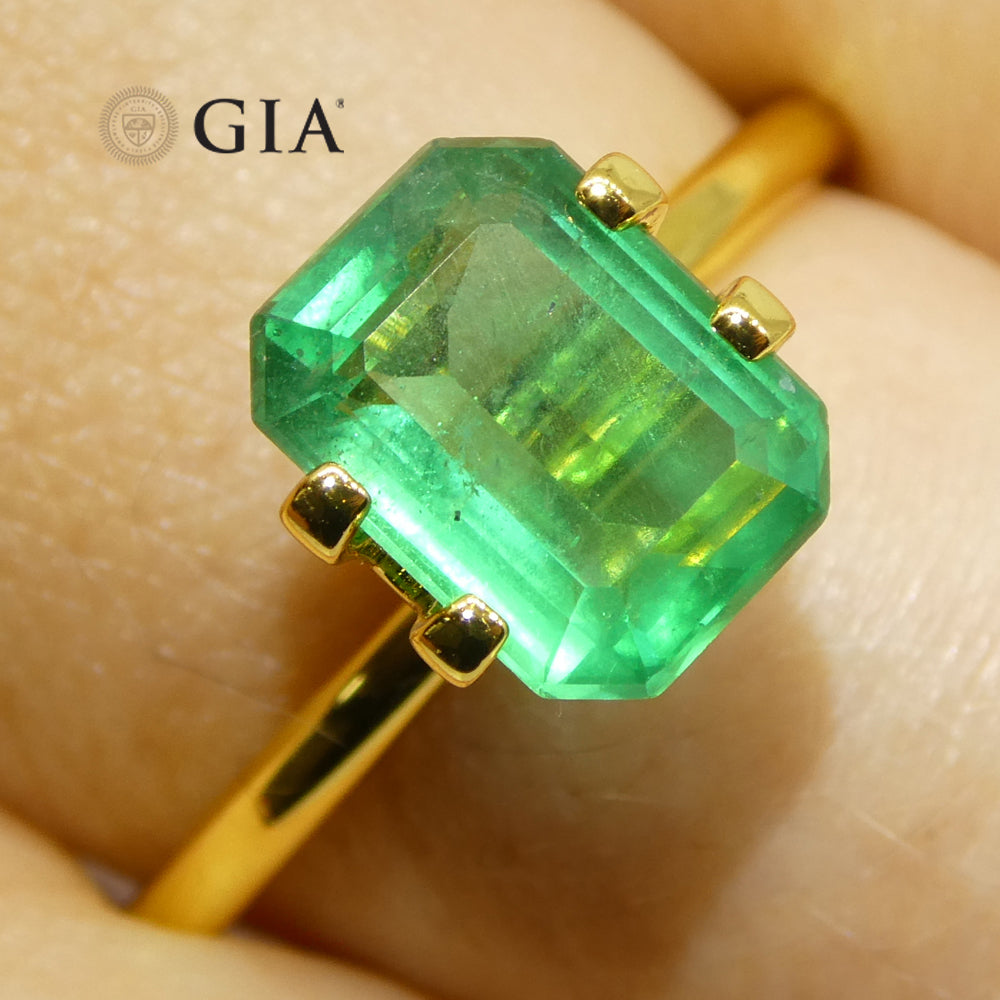 2.11ct Octagonal/Emerald Cut Green Emerald GIA Certified Zambia (F1) - Skyjems Wholesale Gemstones