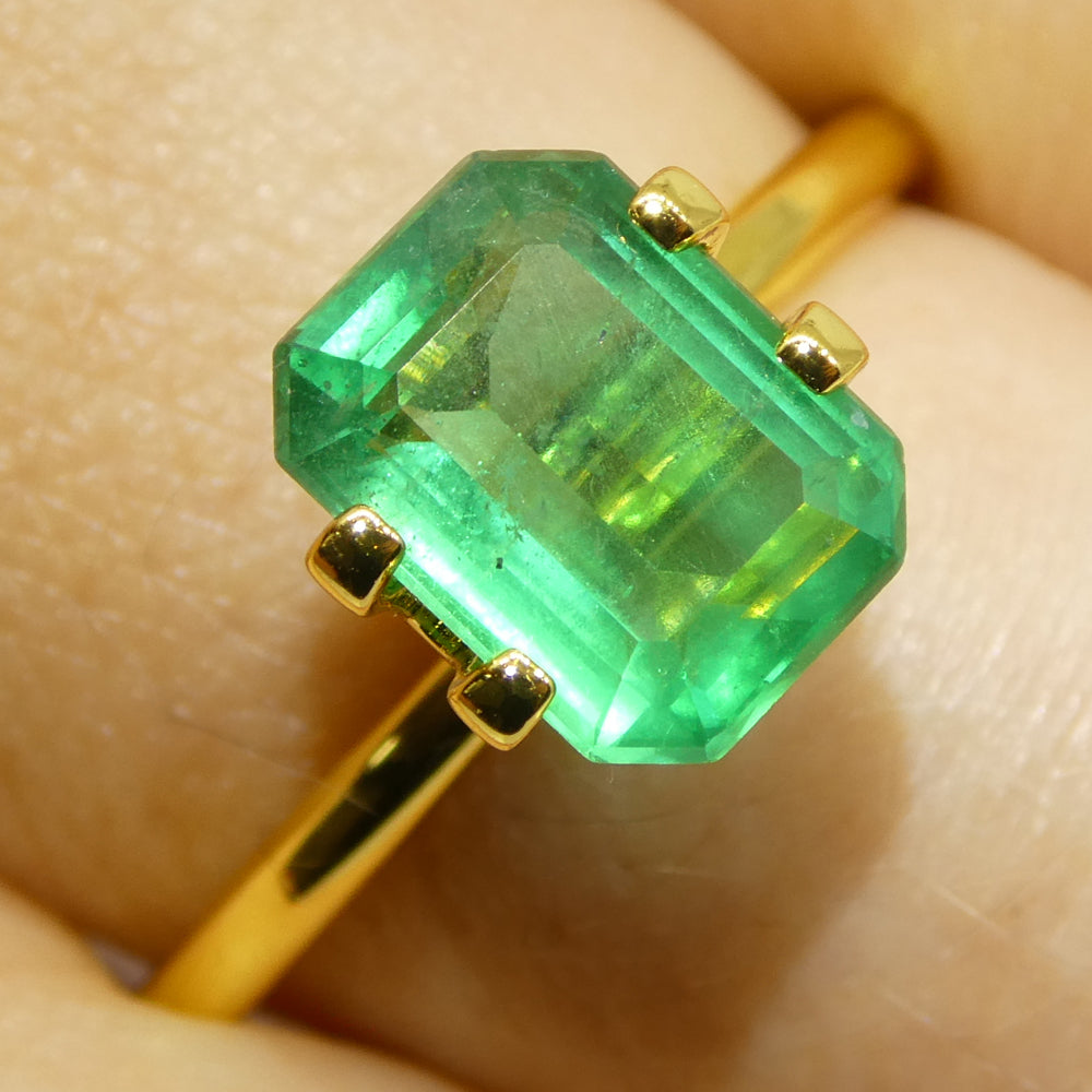 2.11ct Octagonal/Emerald Cut Green Emerald GIA Certified Zambia (F1) - Skyjems Wholesale Gemstones