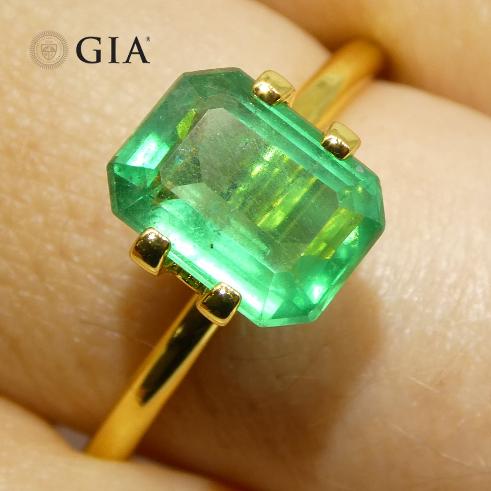 2.11ct Octagonal/Emerald Cut Green Emerald GIA Certified Zambia (F1) - Skyjems Wholesale Gemstones