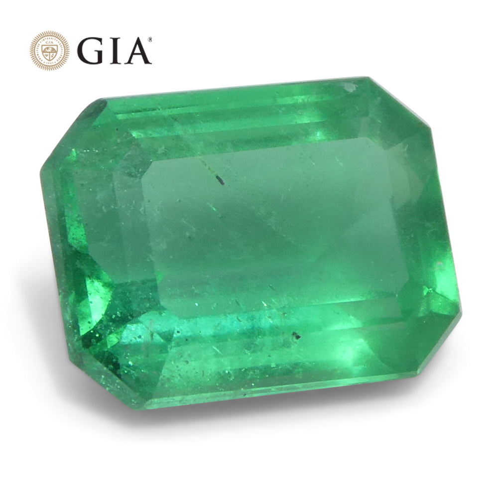 2.11ct Octagonal/Emerald Cut Green Emerald GIA Certified Zambia (F1) - Skyjems Wholesale Gemstones