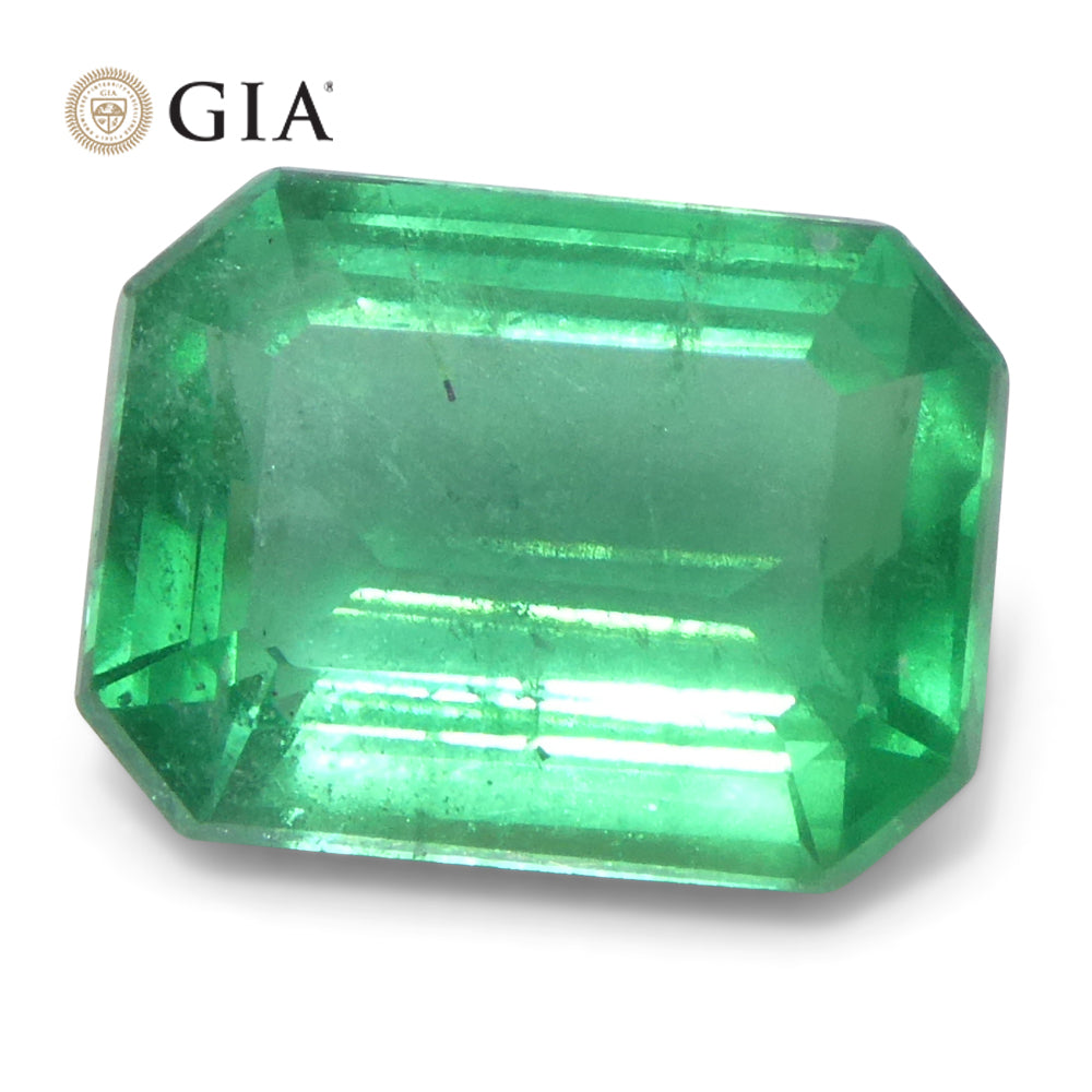2.11ct Octagonal/Emerald Cut Green Emerald GIA Certified Zambia (F1) - Skyjems Wholesale Gemstones
