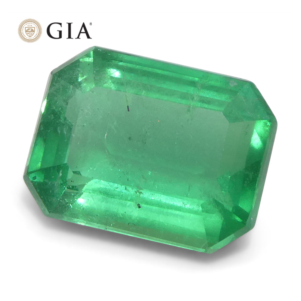 2.11ct Octagonal/Emerald Cut Green Emerald GIA Certified Zambia (F1) - Skyjems Wholesale Gemstones