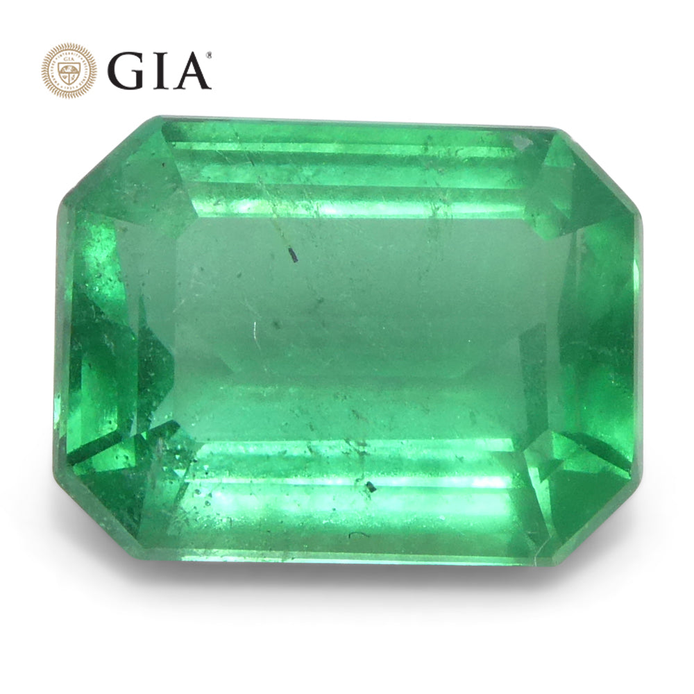 2.11ct Octagonal/Emerald Cut Green Emerald GIA Certified Zambia (F1) - Skyjems Wholesale Gemstones