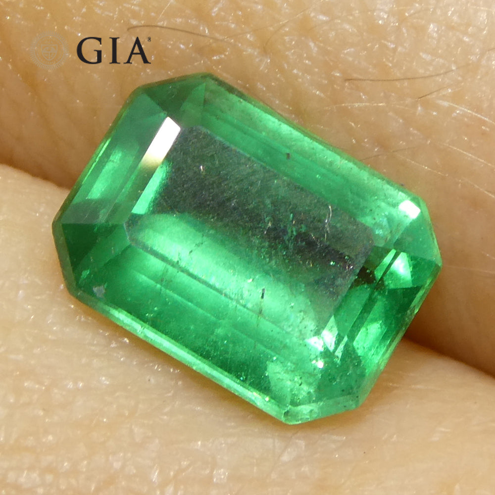 2.11ct Octagonal/Emerald Cut Green Emerald GIA Certified Zambia (F1) - Skyjems Wholesale Gemstones