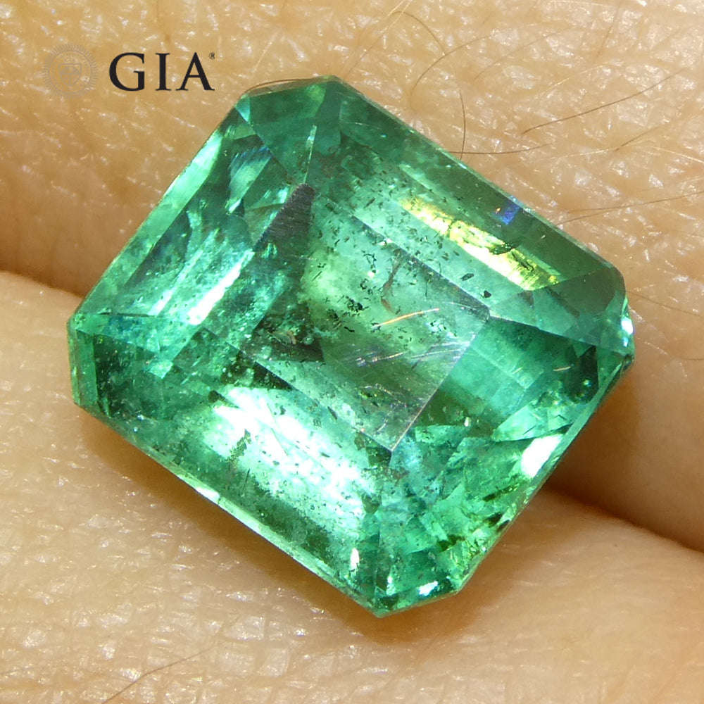 3.76ct Octagonal/Emerald Cut Green Emerald GIA Certified Zambia (F1) - Skyjems Wholesale Gemstones