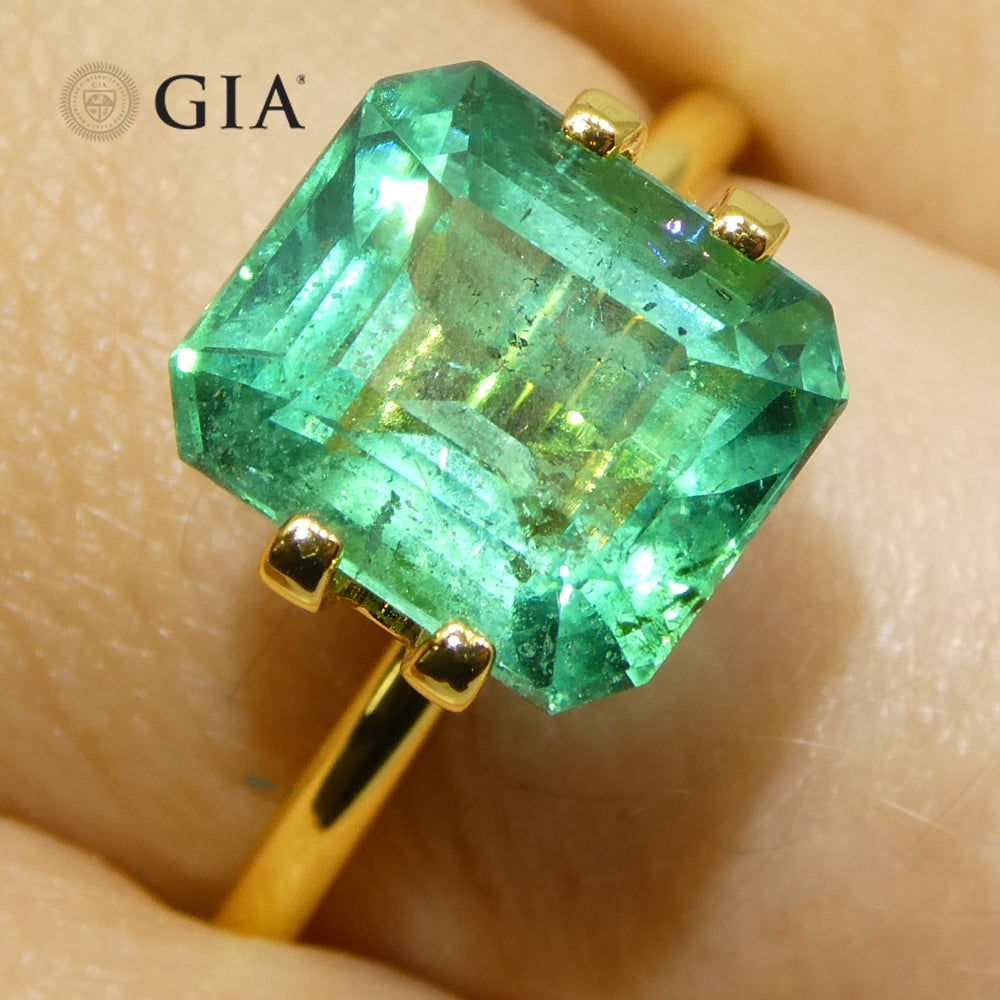 3.76ct Octagonal/Emerald Cut Green Emerald GIA Certified Zambia (F1) - Skyjems Wholesale Gemstones