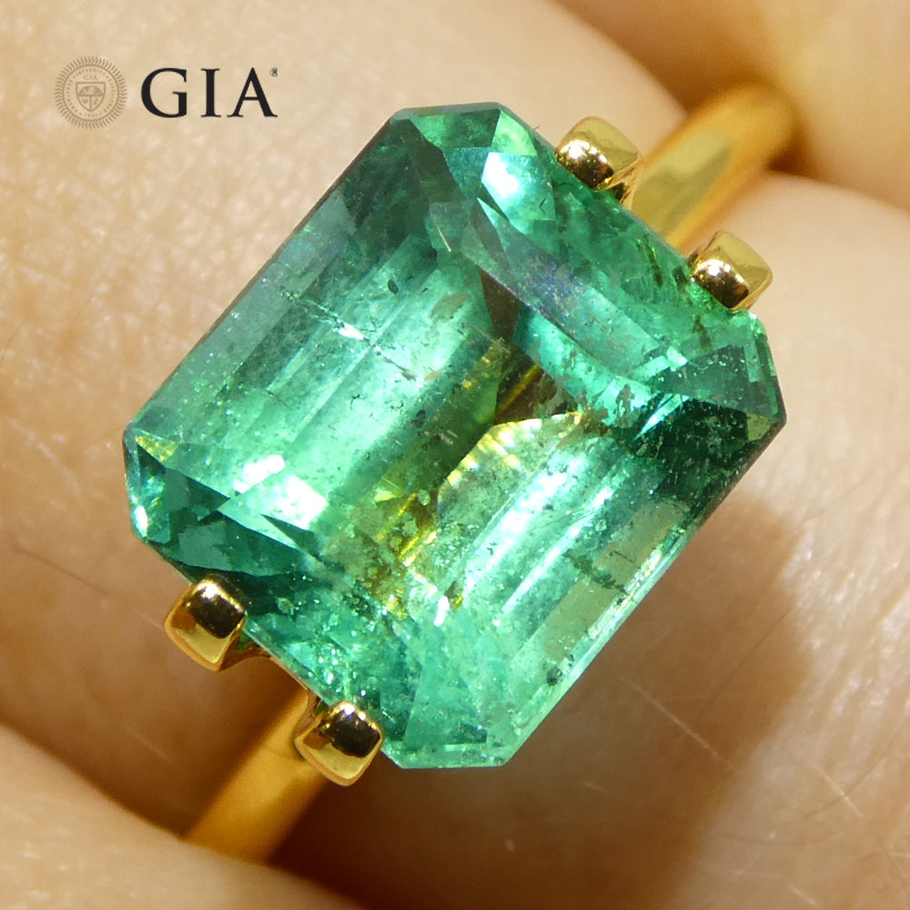 3.76ct Octagonal/Emerald Cut Green Emerald GIA Certified Zambia (F1) - Skyjems Wholesale Gemstones