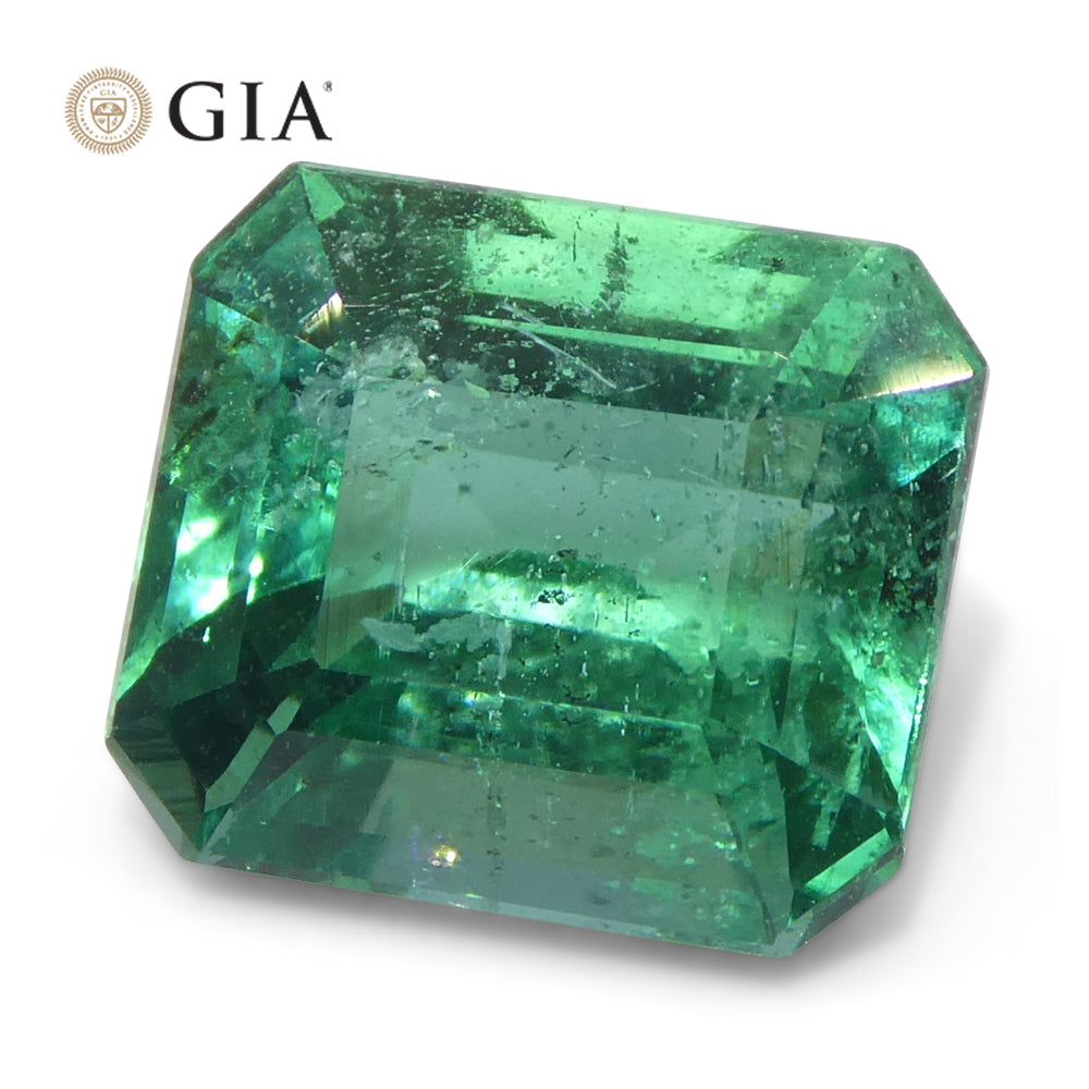 3.76ct Octagonal/Emerald Cut Green Emerald GIA Certified Zambia (F1) - Skyjems Wholesale Gemstones