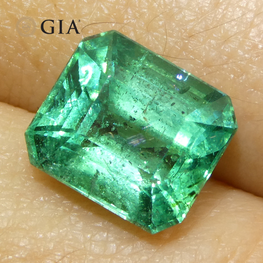 3.76ct Octagonal/Emerald Cut Green Emerald GIA Certified Zambia (F1) - Skyjems Wholesale Gemstones
