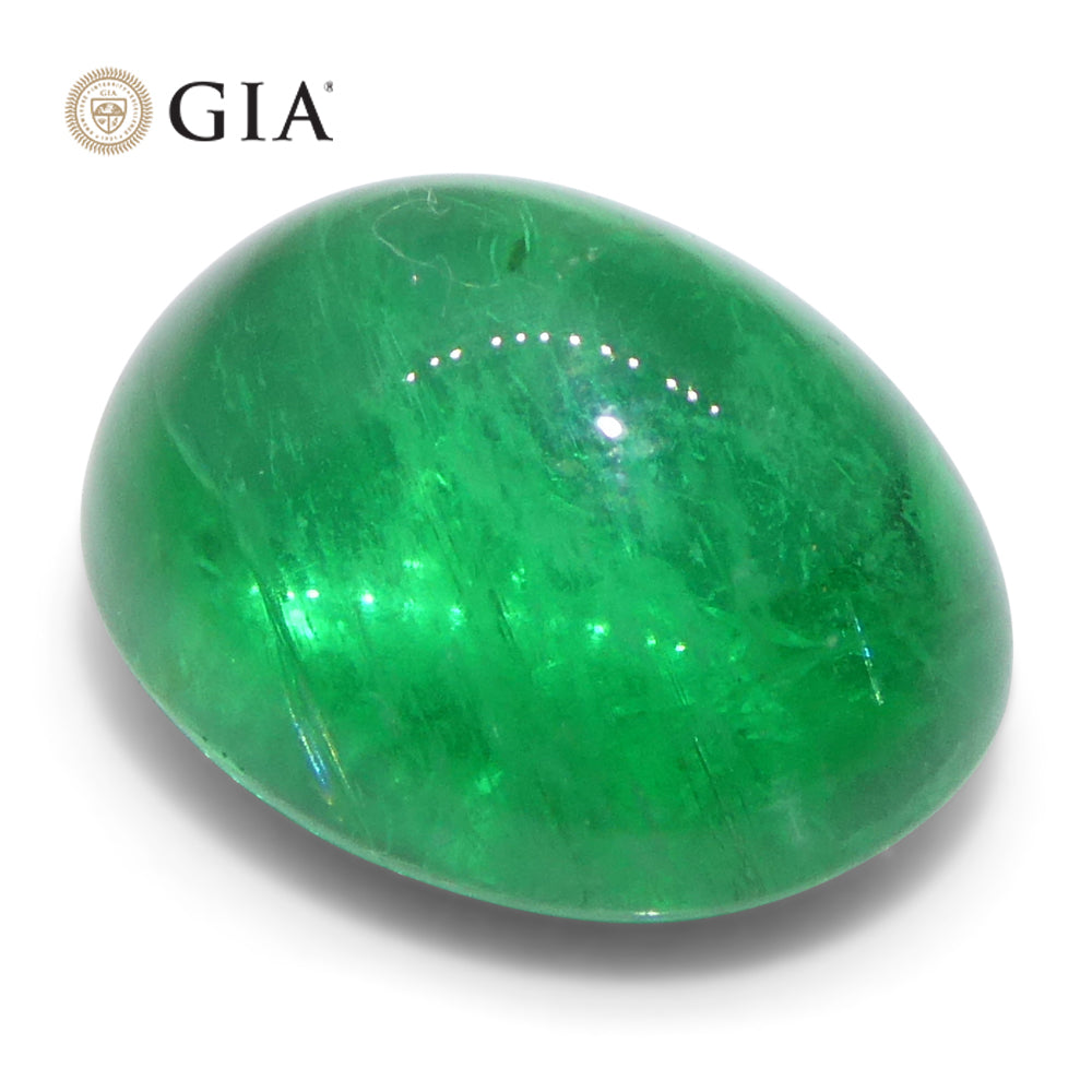 3.29ct Oval Double Cabochon Green Emerald GIA Certified Russia (F1)