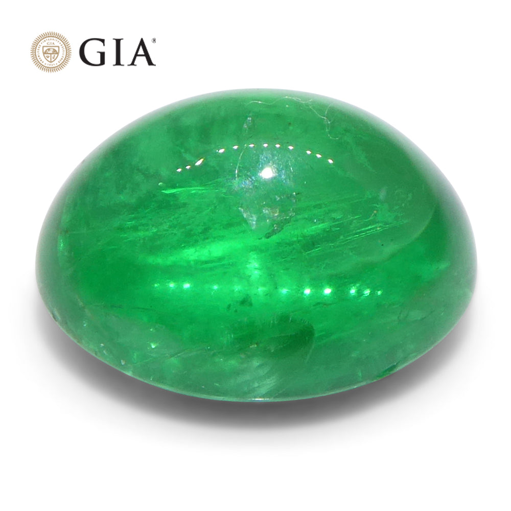 3.29ct Oval Double Cabochon Green Emerald GIA Certified Russia (F1) - Skyjems Wholesale Gemstones