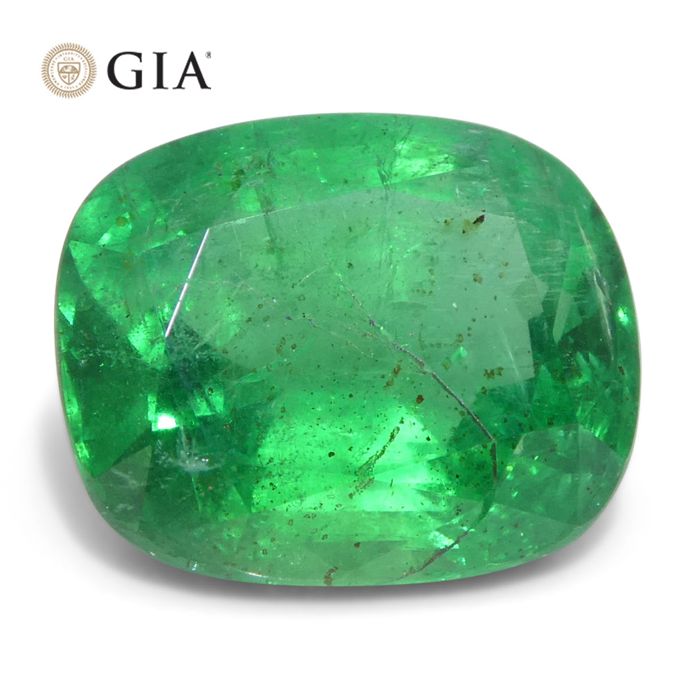 5.03 ct Vivid Green Zambian Emerald Cushion Cut, GIA Certified Natural Beryl Gemstone by SkyJems Canada