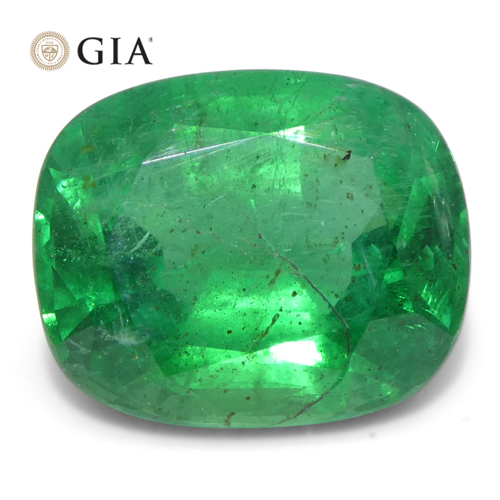 Zambian 5.03 ct Green Cushion Emerald, GIA Certified Natural Beryl Gemstone from SkyJems Canada