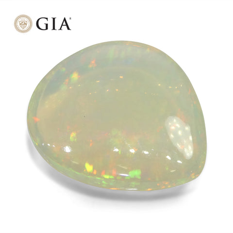 24.28ct Pear Cabochon White Opal GIA Certified Ethiopia