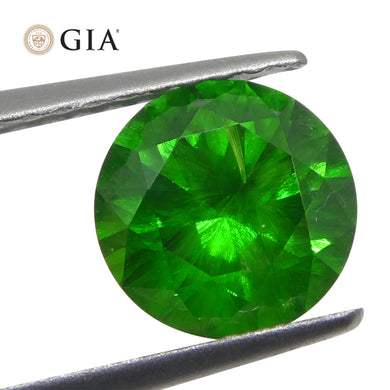 1.44ct Round Vivid Green Demantoid Garnet GIA Certified Russia Unheated - Skyjems Wholesale Gemstones