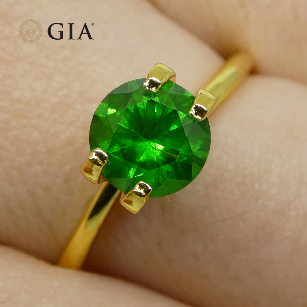 1.44ct Round Vivid Green Demantoid Garnet GIA Certified Russia Unheated - Skyjems Wholesale Gemstones