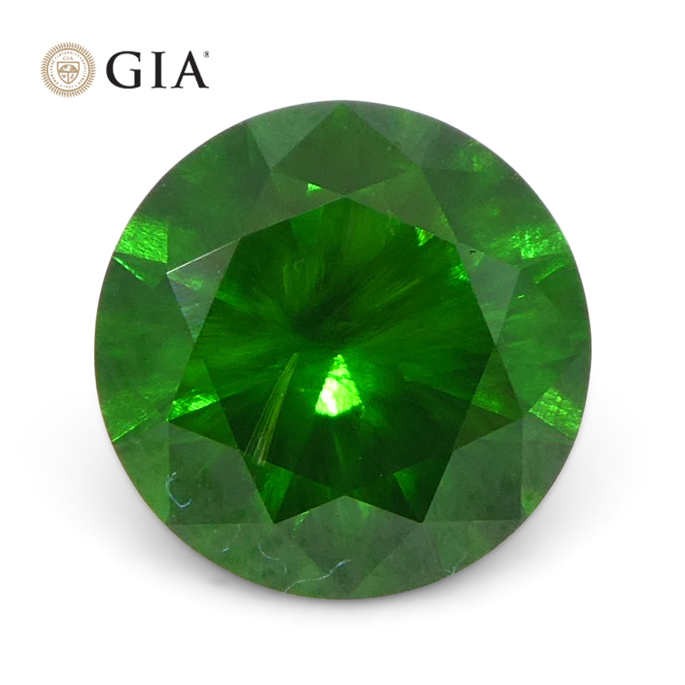 1.44ct Round Vivid Green Demantoid Garnet GIA Certified Russia Unheated - Skyjems Wholesale Gemstones