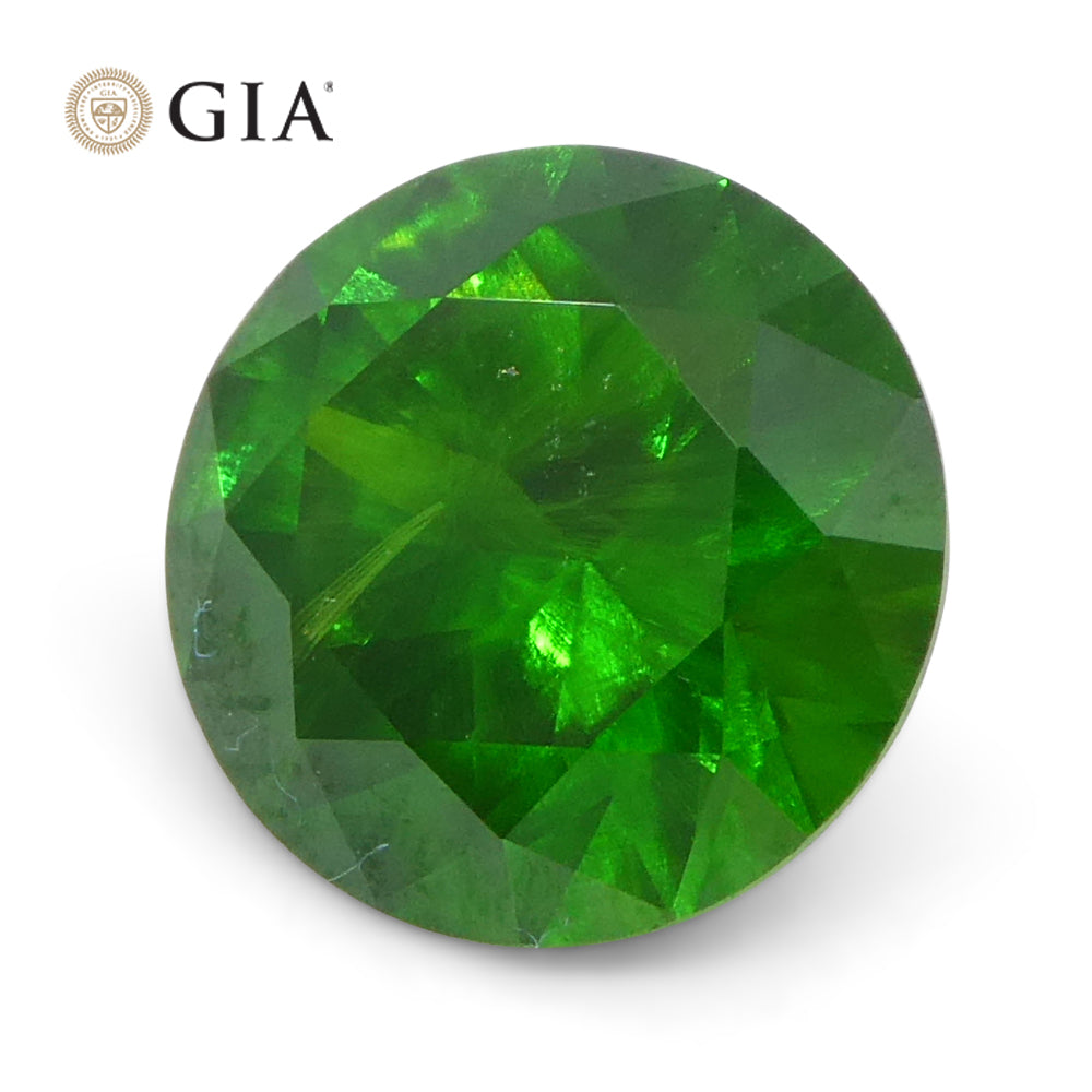 1.44ct Round Vivid Green Demantoid Garnet GIA Certified Russia Unheated - Skyjems Wholesale Gemstones