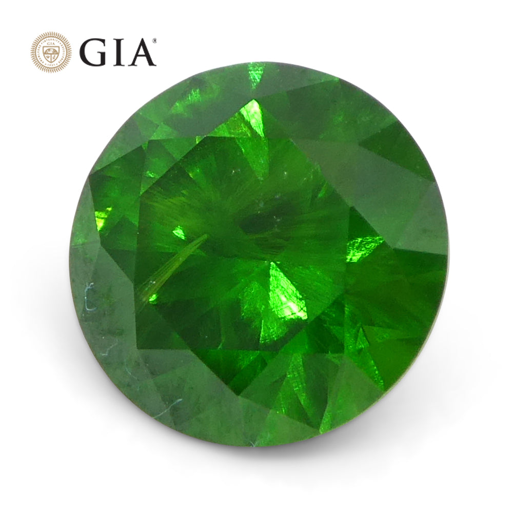 1.44ct Round Vivid Green Demantoid Garnet GIA Certified Russia Unheated - Skyjems Wholesale Gemstones