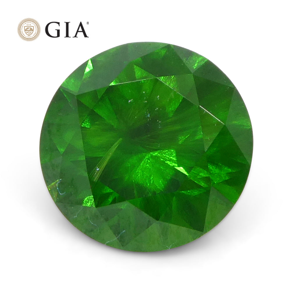 1.44ct Round Vivid Green Demantoid Garnet GIA Certified Russia Unheated - Skyjems Wholesale Gemstones