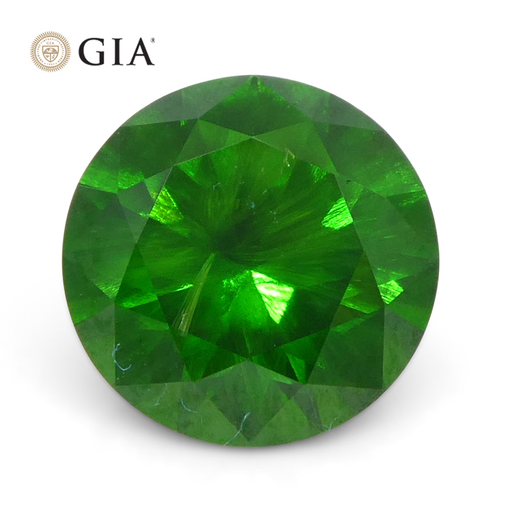 1.44ct Round Vivid Green Demantoid Garnet GIA Certified Russia Unheated - Skyjems Wholesale Gemstones