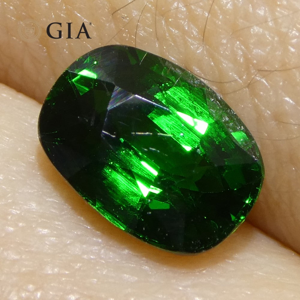 1.76ct Cushion Green Tsavorite Garnet GIA Certified, Unheated