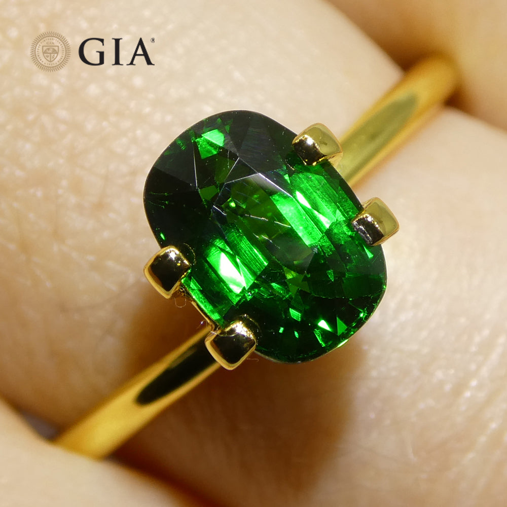 1.76ct Cushion Green Tsavorite Garnet GIA Certified, Unheated