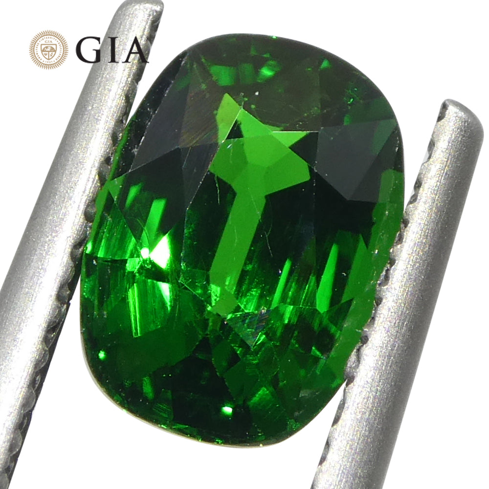 1.76ct Cushion Green Tsavorite Garnet GIA Certified, Unheated