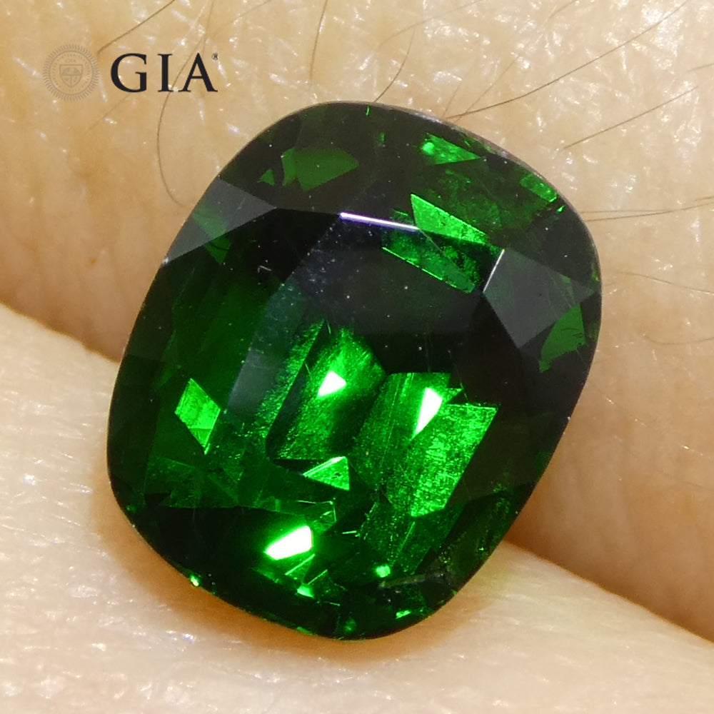 2.08ct Cushion Green Tsavorite Garnet GIA Certified, Unheated