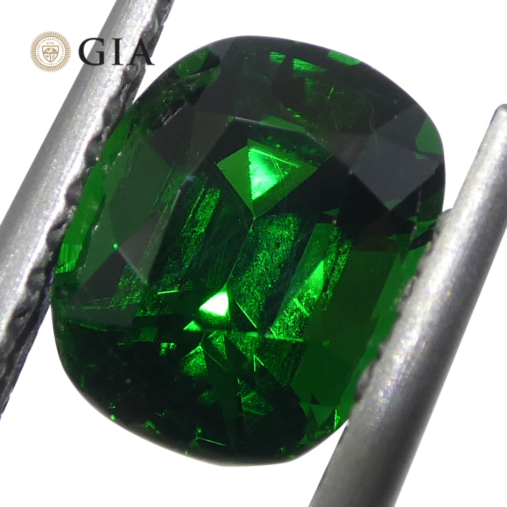 2.08ct Cushion Green Tsavorite Garnet GIA Certified, Unheated