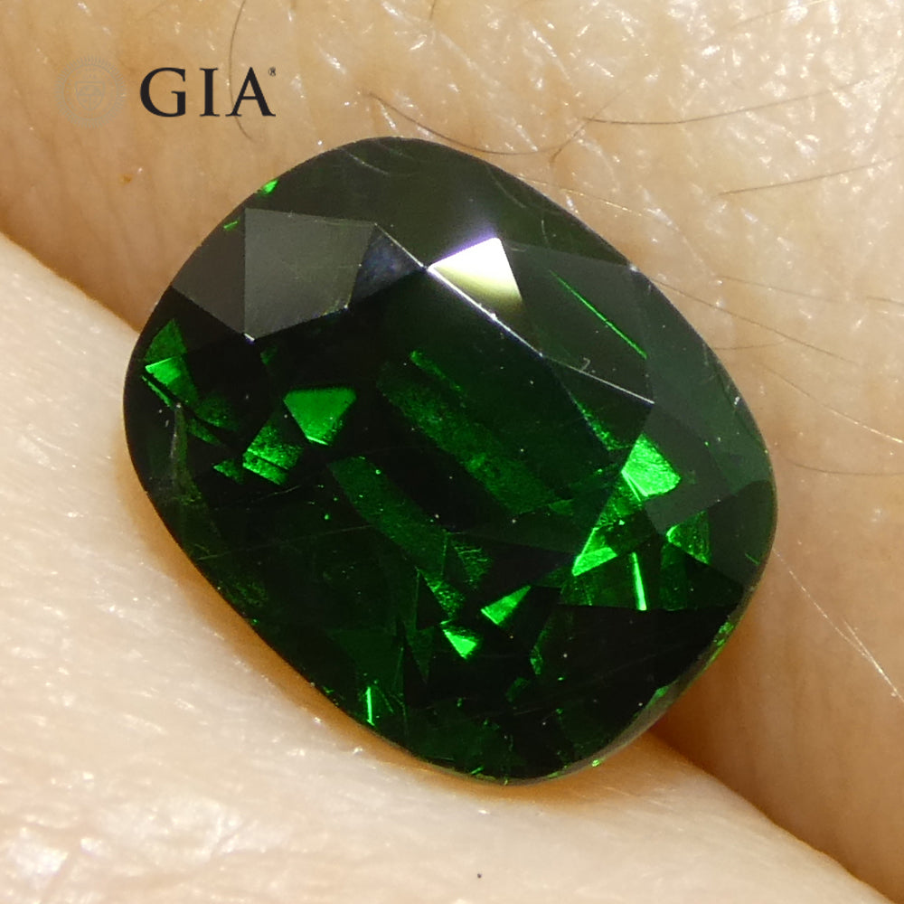2.08ct Cushion Green Tsavorite Garnet GIA Certified, Unheated
